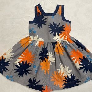 Girls Gymboree sundress, size 4, navy/orange/white floral.